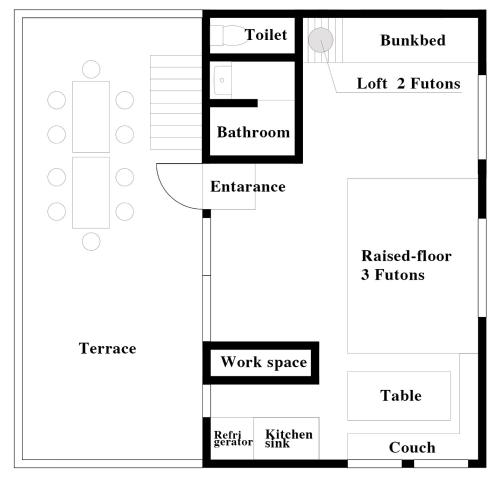 a schematic diagram of a work space with words at Villa Yumigahama in Minamiizu