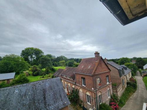an aerial view of an old brick building at Séjour idyllique normand in Veules-les-Roses