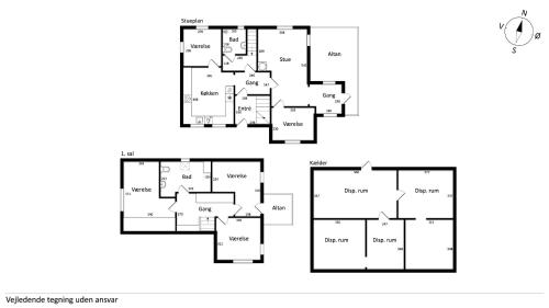a floor plan of a house at Beautiful Yellow Country Villa By The Water in Millinge