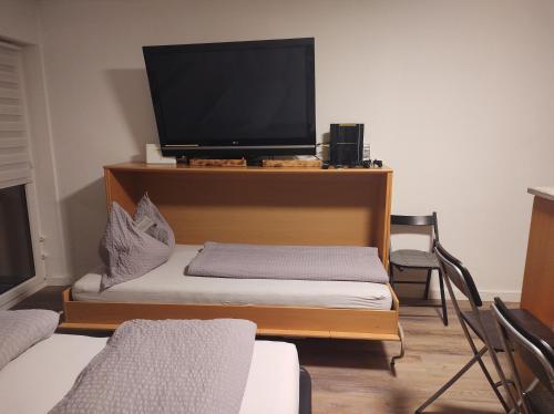 TV a/nebo společenská místnost v ubytování Wildente am See