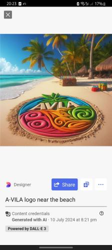 a website screenshot of a beach with a picture of a island at A-Vila in Golem