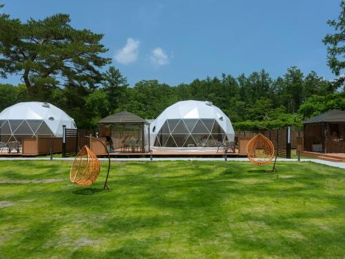Zahrada ubytování Gramercy Village 山中湖 Glamping &Sauna