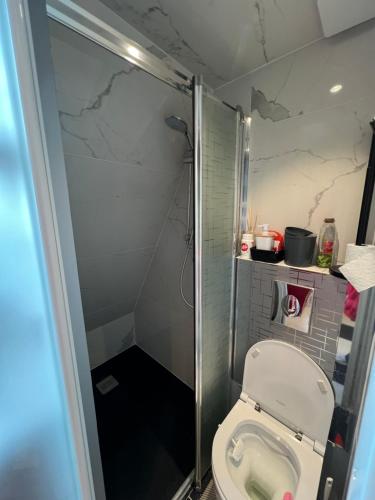 une salle de bain avec toilettes et douche dans l'établissement JOIA PARIS - Montparnasse, à Paris