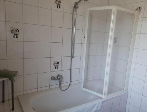 ein Badezimmer mit Dusche und Badewanne in der Unterkunft Ferienwohnung Ferstl in Riedenburg