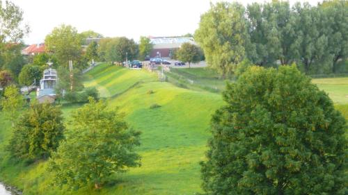 an overhead view of a green field with trees at Apartment Korthals 42 in Wangerland