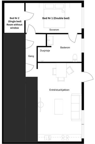 a floor plan of a house at Apartment in Lillestrøm with free parking and great view, sleep 3 people in Lillestrøm