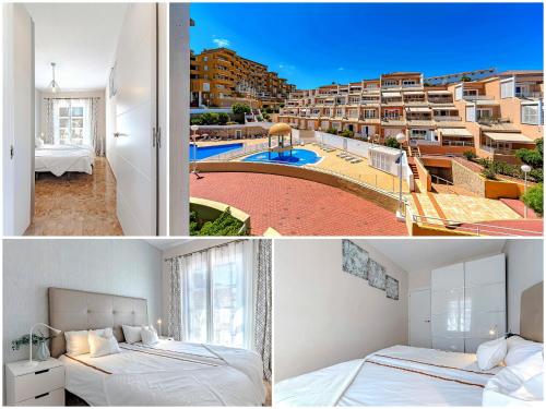 a collage of two pictures of a hotel room at Tenerifeopenhome Costa Adeje comfort apartment 3 pools in Adeje