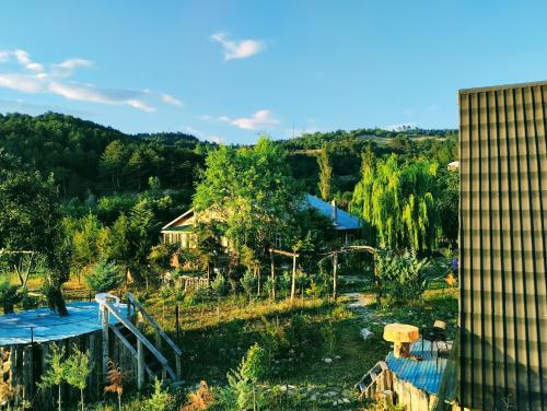 an overhead view of a garden with a playground at İpekyolu dağ evleri in Mudurnu