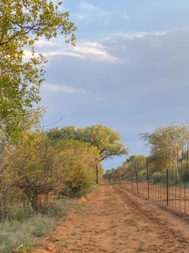 a dirt road with a fence on the side at Camel Creek Safari Lodge in Thabazimbi