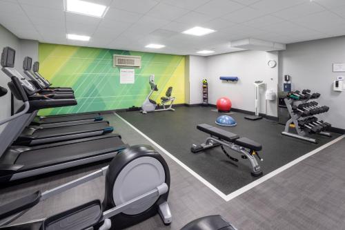a gym with several treadmills and cardio machines at Holiday Inn Poughkeepsie by IHG in Poughkeepsie