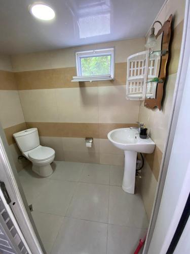 a small bathroom with a toilet and a sink at Guesthouse Toma in Gonio