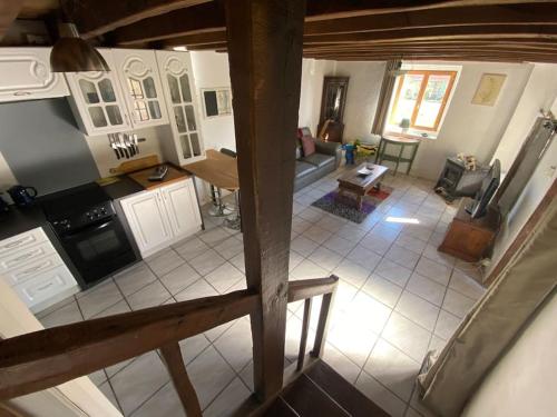 an aerial view of a kitchen and a living room at Gîte en Creuse in Linard