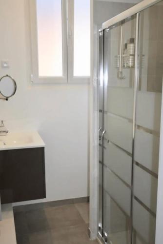 une salle de bain avec douche et lavabo dans l'établissement Tout Beau Tout Neuf, à Toulouse