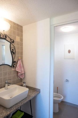 a bathroom with a sink and a toilet at Koliba Ravna planina in Pale