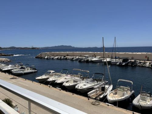 un groupe de bateaux amarrés dans un port dans l'établissement LE Duplex D'Athéna, à Bandol