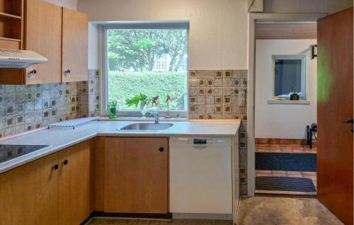 a kitchen with a sink and a window at 2 Bedroom Stunning Home In Erslev in Erslev