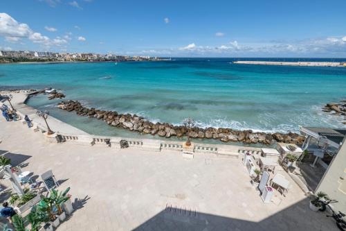 an aerial view of the beach and the ocean at Riva Mediterranea in Otranto