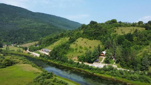 an aerial view of a mountain with a river at LAna in Šipovo