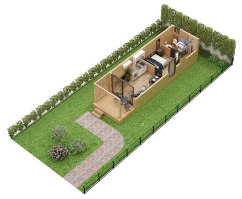 a rendering of a house with a garden at Chalet avec vue et jardin calme Paris Saclay - 5min RER B in Palaiseau