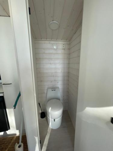 OtalampiにあるBoheemi mökkiの部屋の中にトイレ付きの小さなバスルーム
