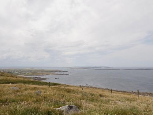 a view of the ocean from a grassy hill at The Island's View in Letterkenny