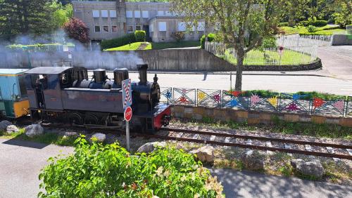 a small train is on the tracks at Du DOUBS au DOUX in Lamastre