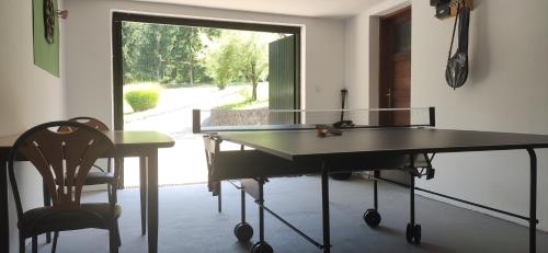a ping pong table and a chair in a room at Kuća za odmor "Villa Merkur" - Orahovica in Orahovica