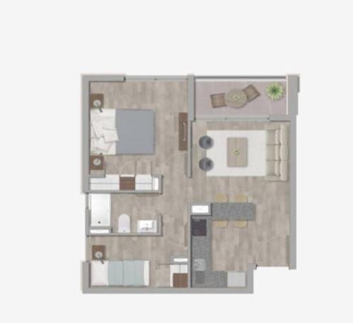 a drawing of a floor plan of a house at Descanso en Isla teja in Valdivia