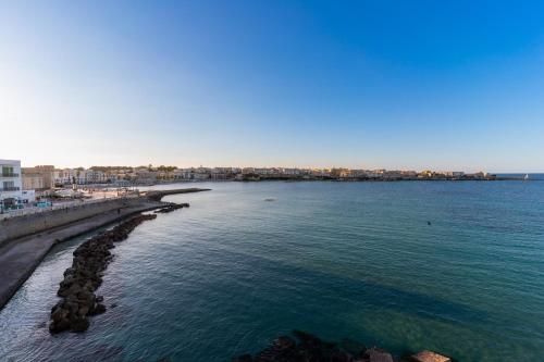 a large body of water with a city in the background at La casa di nonna Pina in Giurdignano
