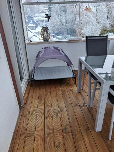 Postel nebo postele na pokoji v ubytování Haus am Vogelsang
