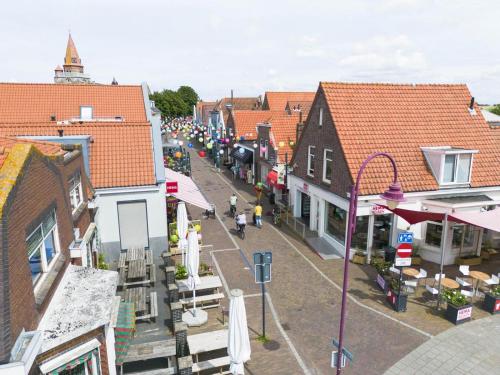 an aerial view of a street in a small town at Weststraat 22 - Ouddorp - Appartement Oost 3P in Ouddorp