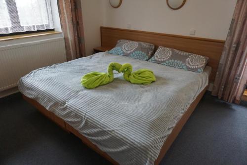 Postel nebo postele na pokoji v ubytování Hotel Křemešník