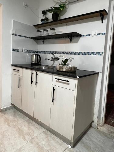 a kitchen with a sink and a counter top at MAYA Studio in Eilat