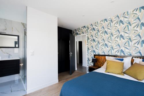 Postel nebo postele na pokoji v ubytování Villa côte mer 17