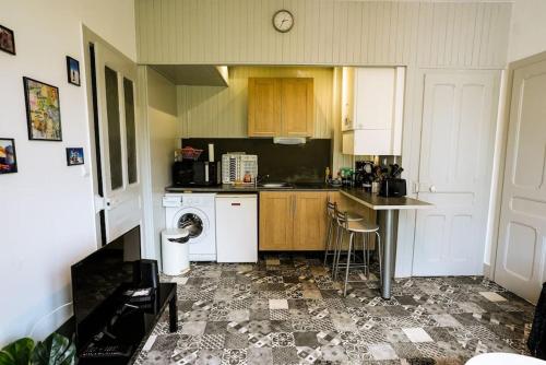 une cuisine avec un évier et un lave-vaisselle dans l'établissement Appartement La Gare Viotte, à Besançon