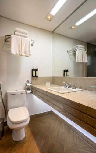 a bathroom with a toilet and a sink at Wish Foz do Iguaçu in Foz do Iguaçu