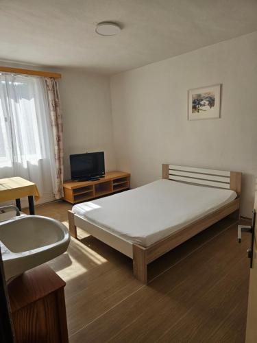 Postel nebo postele na pokoji v ubytování Levné ubytování Železná Ruda