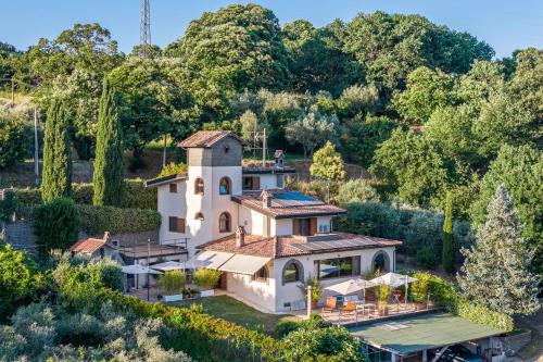 an aerial view of a villa with a house at VerdeMela in Canepina