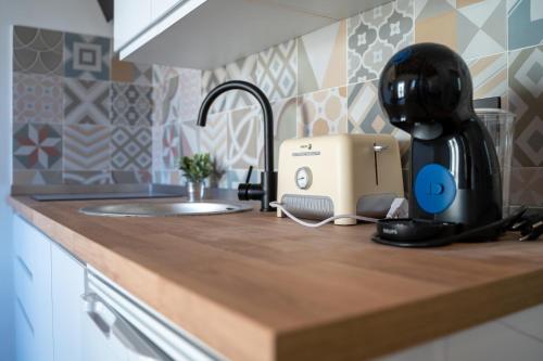 un bancone della cucina con tostapane accanto a un lavandino di Apartamentos Gomérez 30 a Granada