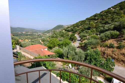 a view from a balcony of a mountain at Villas 1850 in Elefthérion