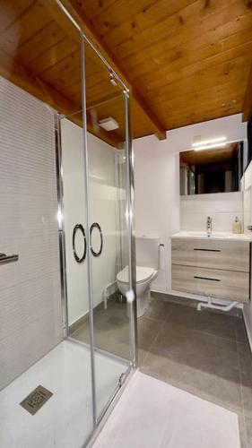 une salle de bain avec douche et toilettes dans l'établissement Lyon 3 - T1 Soignat - HostisY, à Lyon