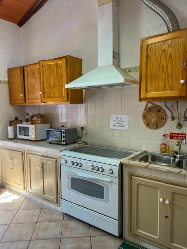 a kitchen with a white stove and a sink at Casa de São Cucufate - Casa de Campo in Vila de Frades