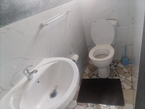 a bathroom with a sink and a toilet and a tub at Monarca inn - Affordable Accomodation in makwane molapo location Qwaqwa in Phuthaditjhaba
