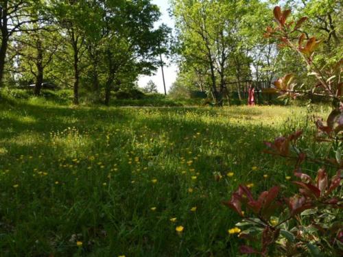 Photo de la galerie de l'établissement chalet bleu 6 personnes avec piscine partagée à 6 chalets à chalets d'arbres, à Darbres