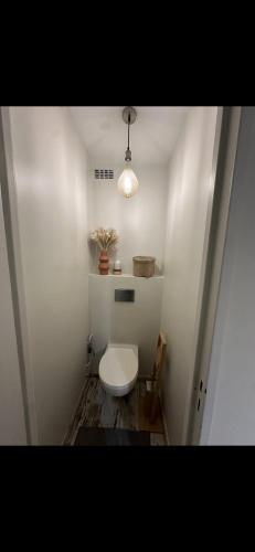 bagno bianco con servizi igienici in camera di Studio a Saint-Maurice