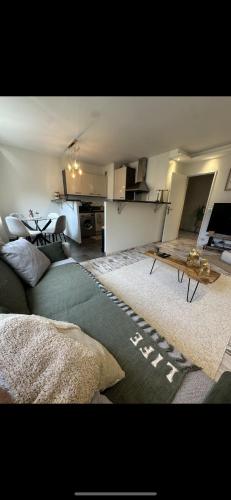 un soggiorno con un divano e un tavolo di Studio a Saint-Maurice