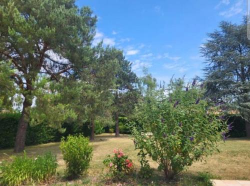 a garden with trees and flowers in a field at Versailles countryside Villa Golf in Noisy-le-Roi