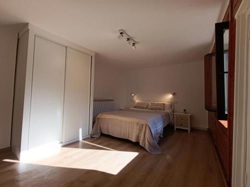a bedroom with a bed and a television in it at Casa MELCHOR in Villanúa