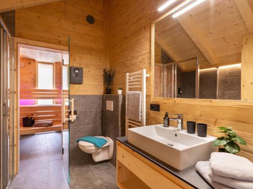 Koupelna v ubytování Chalet Refugium Dolomiten