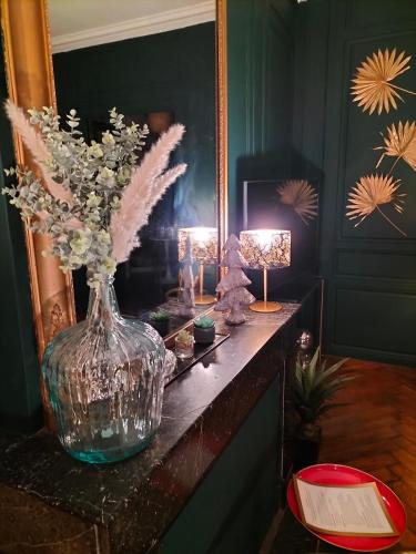 a vase of flowers on a counter in a room at Nancy Vieille Ville Stanislas in Nancy